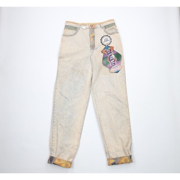 NOS Vtg 90s Streetwear Mens 32x35 Stonewashed Rainbow Baggy Fit - Main Image
